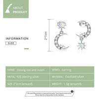 'Stars and Moons' CZ and Sterling Silver Earrings - Sterling Silver Earrings - Allora Jade