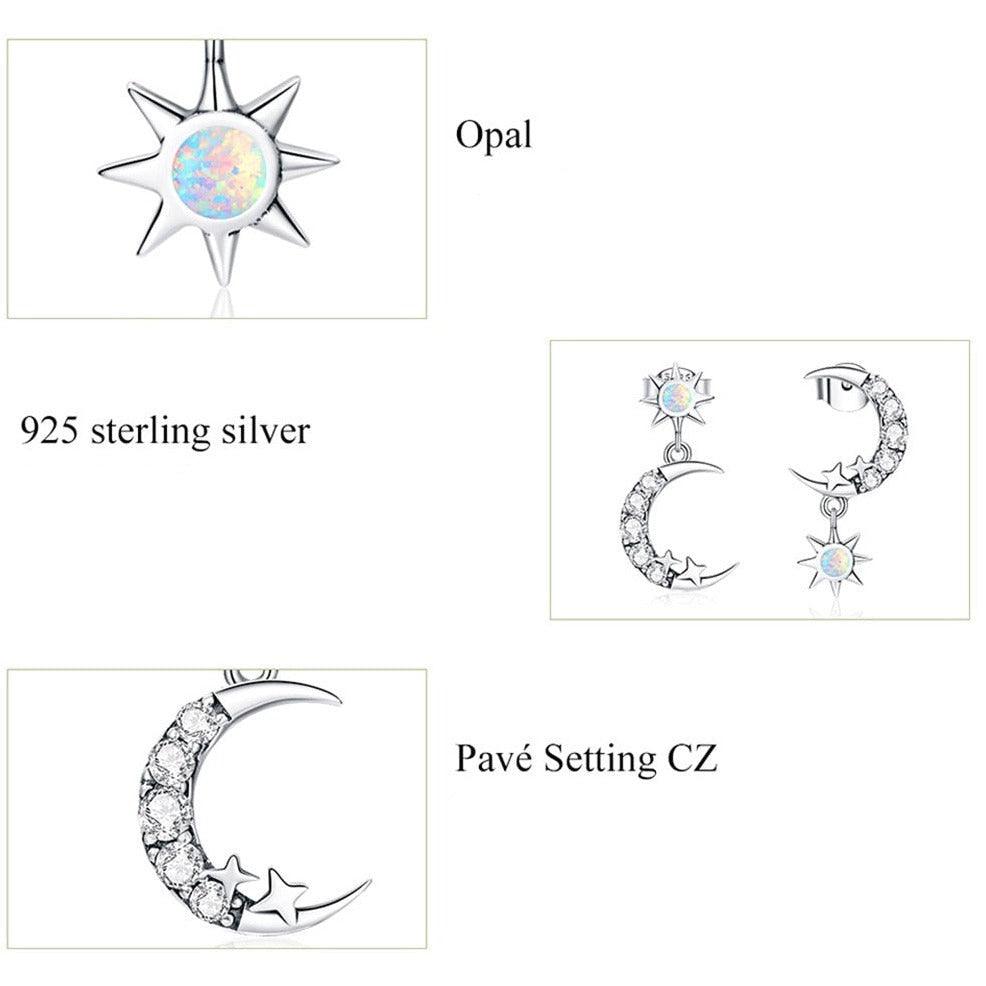 'Stars and Moons' CZ and Sterling Silver Earrings - Sterling Silver Earrings - Allora Jade