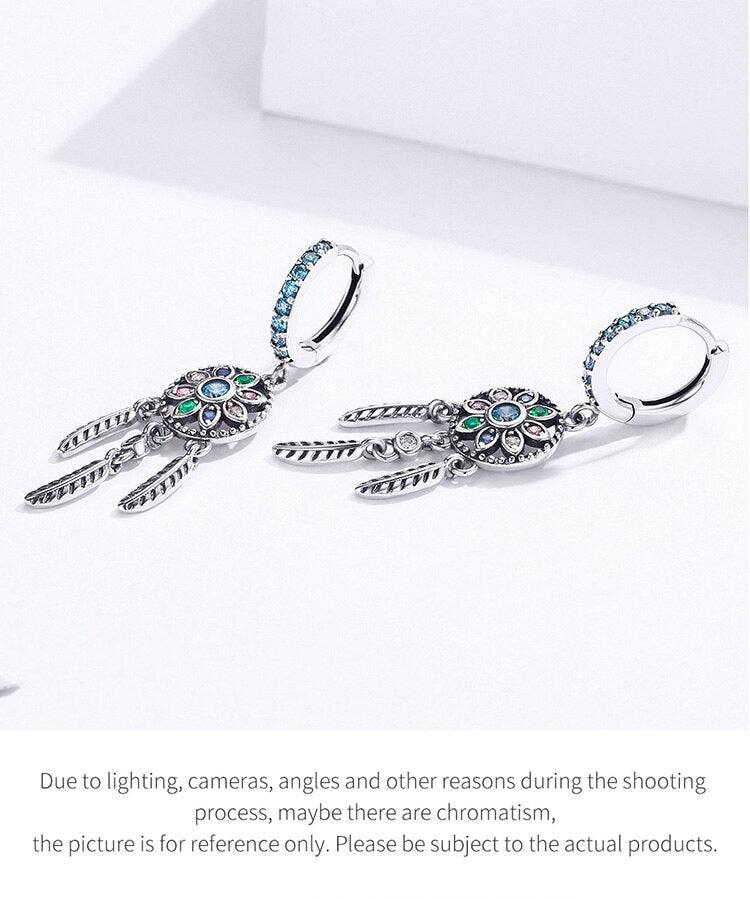 'Dreamcatcher' CZ & Sterling Silver Dangle Earrings - Sterling Silver Earrings - Allora Jade