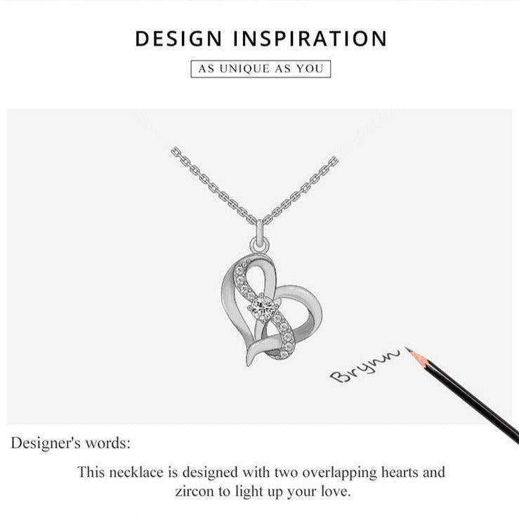 'Forever Love' CZ & Sterling Silver Heart Pendant Necklace - Sterling Silver Pendant Necklaces - Allora Jade