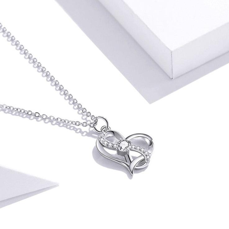 'Forever Love' CZ & Sterling Silver Heart Pendant Necklace - Sterling Silver Pendant Necklaces - Allora Jade