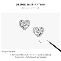 'Tree of Life Hearts' Sterling Silver & CZ Stud Earrings - Sterling Silver Earrings - Allora Jade