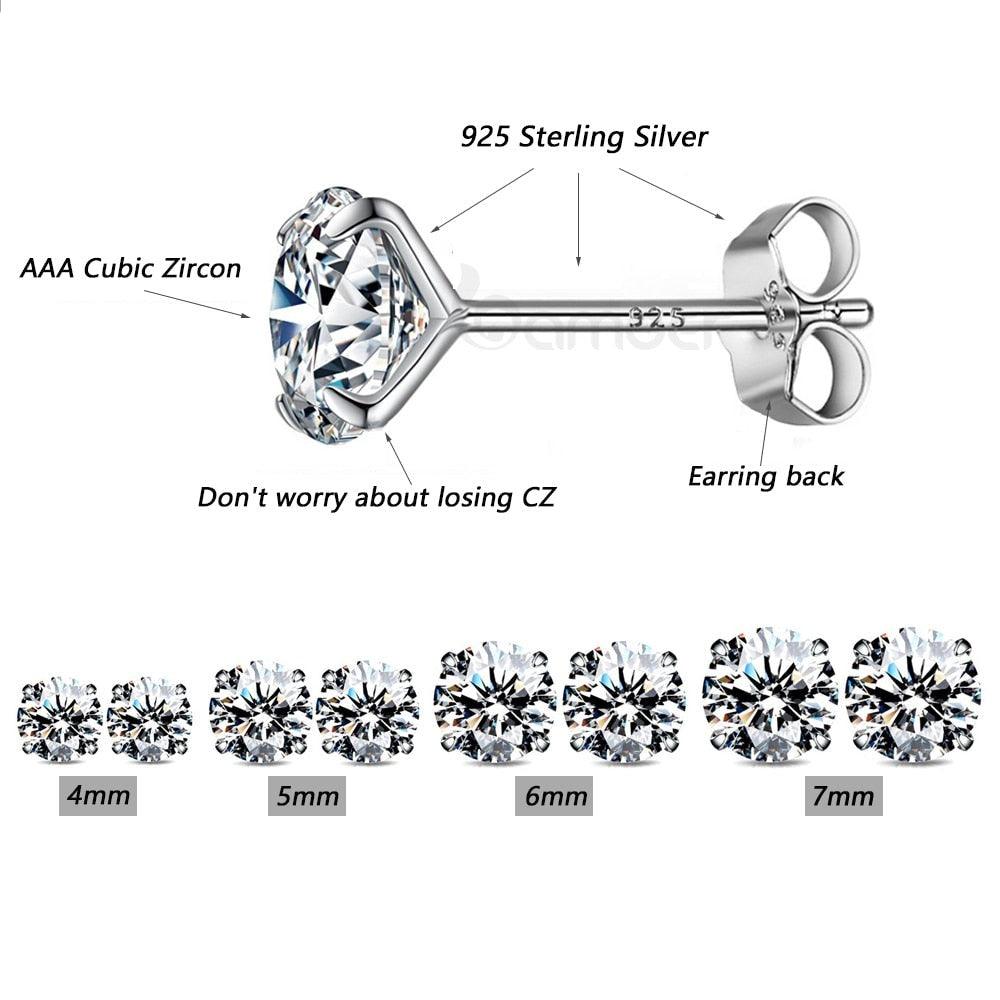 'Round CZ' Cubic Zirconia & Sterling Silver Stud Earrings - Sterling Silver Earrings - Allora Jade