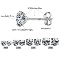 'Round CZ' Cubic Zirconia & Sterling Silver Stud Earrings - Sterling Silver Earrings - Allora Jade
