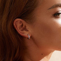 'Hearts' CZ and Sterling Silver Hoop Earrings - Sterling Silver Earrings - Allora Jade