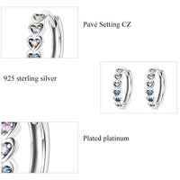'Hearts' CZ and Sterling Silver Hoop Earrings - Sterling Silver Earrings - Allora Jade