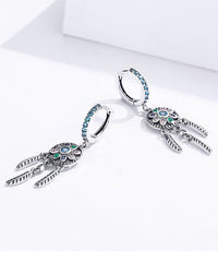 'Dreamcatcher' CZ & Sterling Silver Dangle Earrings - Sterling Silver Earrings - Allora Jade