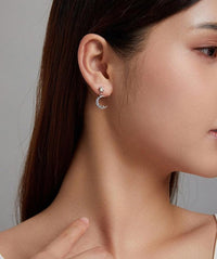 'Stars and Moons' CZ and Sterling Silver Earrings - Sterling Silver Earrings - Allora Jade