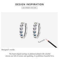 'Hearts' CZ and Sterling Silver Hoop Earrings - Sterling Silver Earrings - Allora Jade