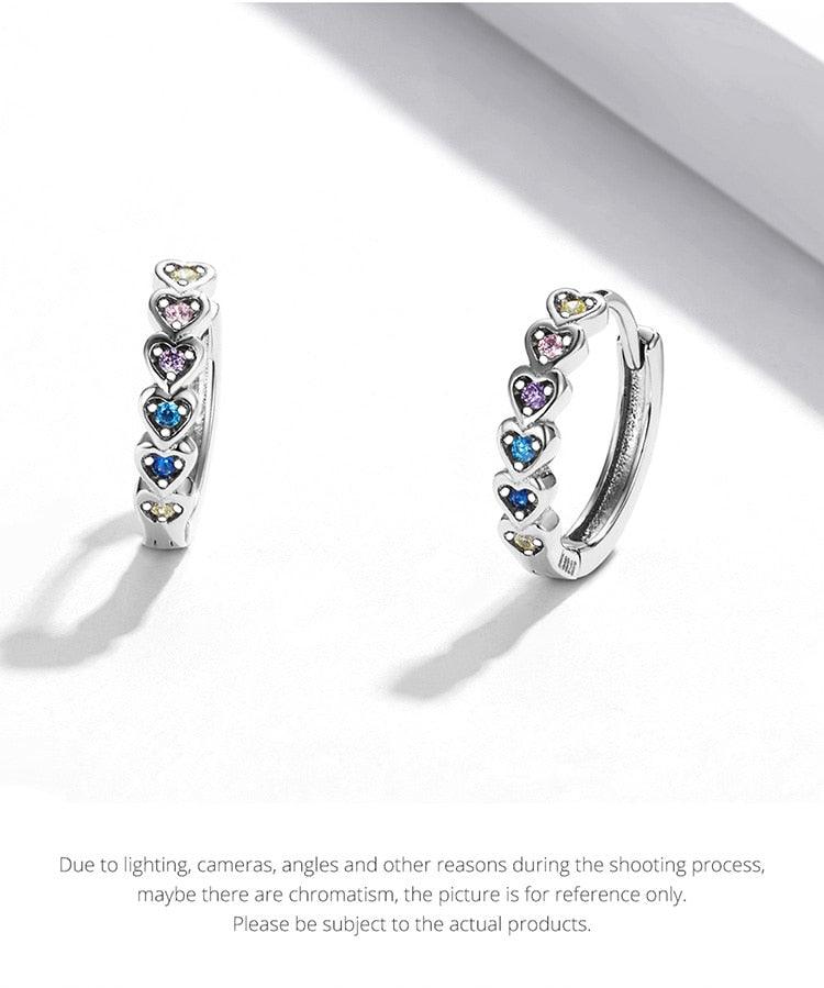'Hearts' CZ and Sterling Silver Hoop Earrings - Sterling Silver Earrings - Allora Jade