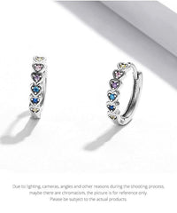 'Hearts' CZ and Sterling Silver Hoop Earrings - Sterling Silver Earrings - Allora Jade