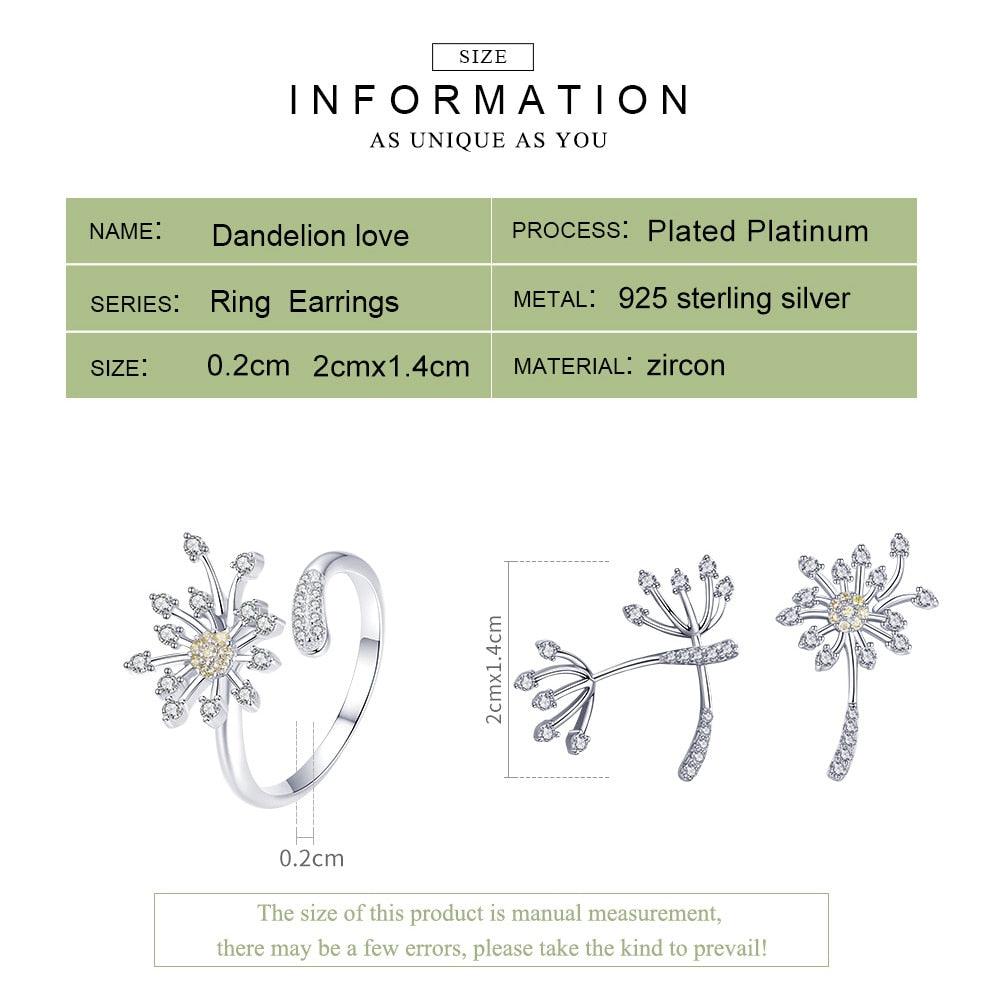 'Dandelion Love' CZ & Sterling Silver Jewellery Set - Sterling Silver Jewellery Sets - Allora Jade