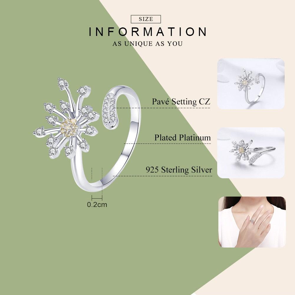 'Dandelion Love' CZ and Sterling Silver Ring - Sterling Silver Rings - Allora Jade