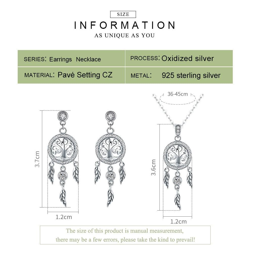 'Tree of Life Dream Catcher' Sterling Silver and CZ Jewellery Set - Sterling Silver Jewellery Sets - Allora Jade