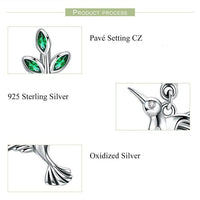 'Hummingbirds' CZ & Sterling Silver Drop Earrings - Sterling Silver Earrings - Allora Jade