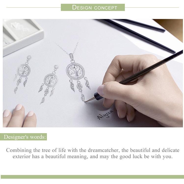 'Tree of Life Dream Catcher' Sterling Silver and CZ Jewellery Set - Sterling Silver Jewellery Sets - Allora Jade