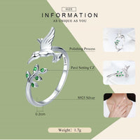 'Hummingbird' CZ and Sterling Silver Ring - Sterling Silver Rings - Allora Jade
