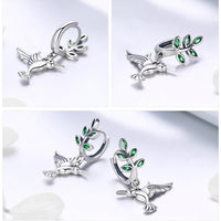 'Hummingbirds' CZ & Sterling Silver Drop Earrings - Sterling Silver Earrings - Allora Jade