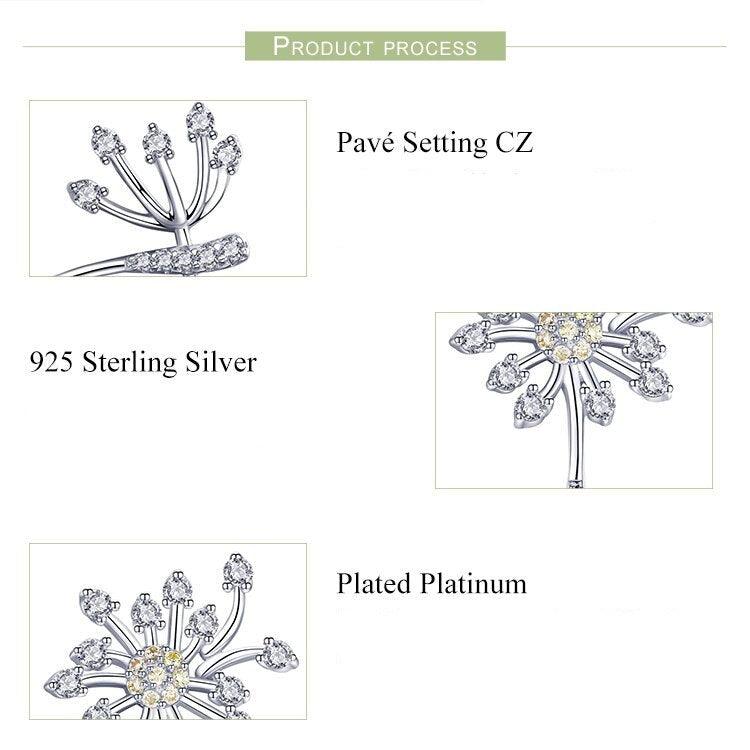 'Dandelion Love' Sterling Silver & CZ Stud Earrings - Sterling Silver Earrings - Allora Jade
