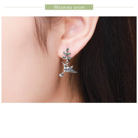 'Hummingbirds' CZ & Sterling Silver Drop Earrings - Sterling Silver Earrings - Allora Jade