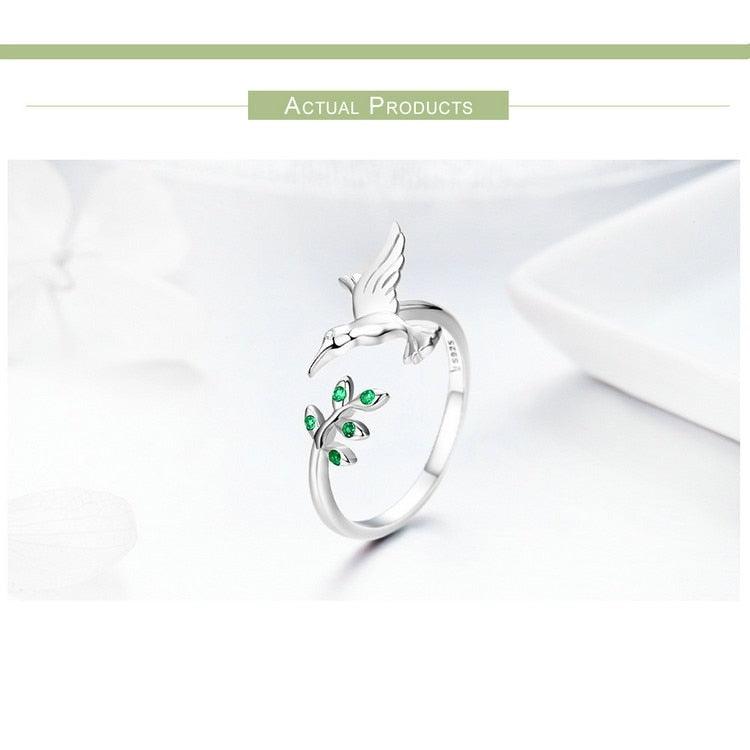 'Hummingbird' CZ and Sterling Silver Ring - Sterling Silver Rings - Allora Jade