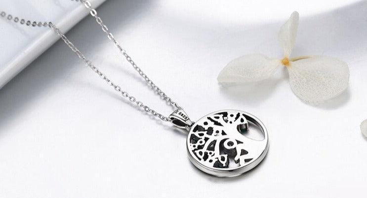 'Peaceful Lucky Tree' Pendant Necklace CZ & Sterling Silver - Sterling Silver Pendant Necklaces - Allora Jade
