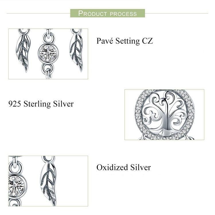 'Tree of Life Dream Catcher' Pendant Necklace CZ and Sterling Silver - Sterling Silver Pendant Necklaces - Allora Jade