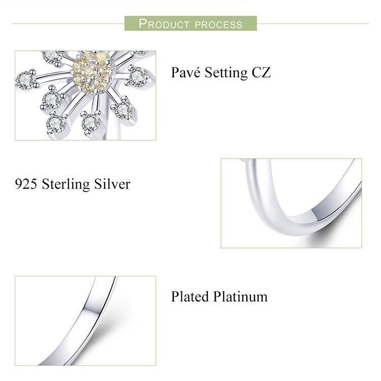 'Dandelion Love' CZ and Sterling Silver Ring - Sterling Silver Rings - Allora Jade