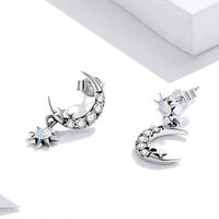 'Stars and Moons' CZ and Sterling Silver Earrings - Sterling Silver Earrings - Allora Jade