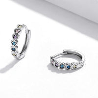 'Hearts' CZ and Sterling Silver Hoop Earrings - Sterling Silver Earrings - Allora Jade