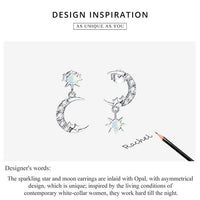 'Stars and Moons' CZ and Sterling Silver Earrings - Sterling Silver Earrings - Allora Jade