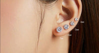'Round CZ' Cubic Zirconia & Sterling Silver Stud Earrings - Sterling Silver Earrings - Allora Jade