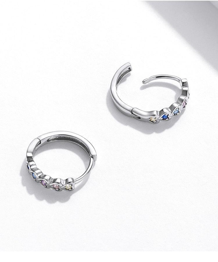 'Hearts' CZ and Sterling Silver Hoop Earrings - Sterling Silver Earrings - Allora Jade