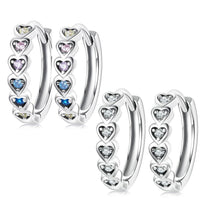 'Hearts' CZ and Sterling Silver Hoop Earrings - Sterling Silver Earrings - Allora Jade