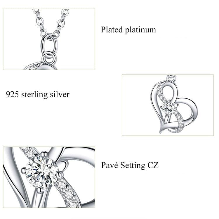 'Forever Love' CZ & Sterling Silver Heart Pendant Necklace - Sterling Silver Pendant Necklaces - Allora Jade