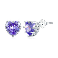 'Birthstone Hearts' CZ and Sterling Silver Stud Earrings - Sterling Silver Earrings - Allora Jade
