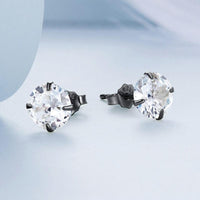 'Round CZ' Cubic Zirconia & Sterling Silver Stud Earrings - Sterling Silver Earrings - Allora Jade