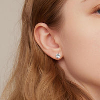 'Round CZ' Cubic Zirconia & Sterling Silver Stud Earrings - Sterling Silver Earrings - Allora Jade