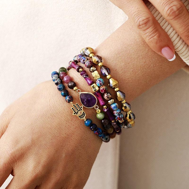 'Beads' Crystal Stretchy Bracelets Set - Womens Bracelets Crystal Bracelet - Allora Jade