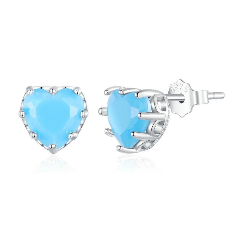 'Birthstone Hearts' CZ and Sterling Silver Stud Earrings - Sterling Silver Earrings - Allora Jade