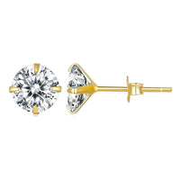 'Round CZ' Cubic Zirconia & Sterling Silver Stud Earrings - Sterling Silver Earrings - Allora Jade