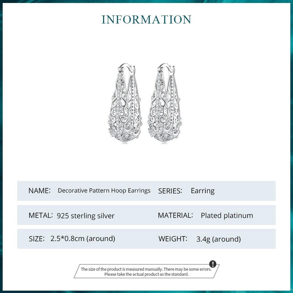 'Fancy Vines' CZ and Sterling Silver Hoop Earrings - Sterling Silver Earrings - Allora Jade