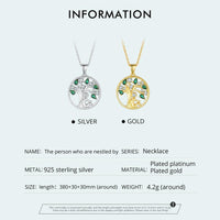 'Peaceful Lucky Tree' Pendant Necklace CZ & Sterling Silver - Sterling Silver Pendant Necklaces - Allora Jade