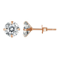 'Round CZ' Cubic Zirconia & Sterling Silver Stud Earrings - Sterling Silver Earrings - Allora Jade