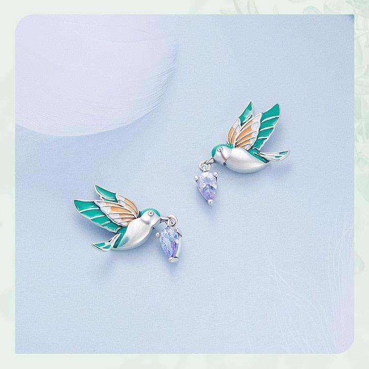 'Kingfisher' Sterling Silver and CZ Stud Earrings - Sterling Silver Earrings - Allora Jade
