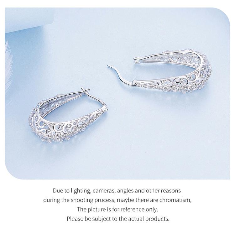 'Fancy Vines' CZ and Sterling Silver Hoop Earrings - Sterling Silver Earrings - Allora Jade