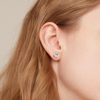 'Round CZ' Cubic Zirconia & Sterling Silver Stud Earrings - Sterling Silver Earrings - Allora Jade