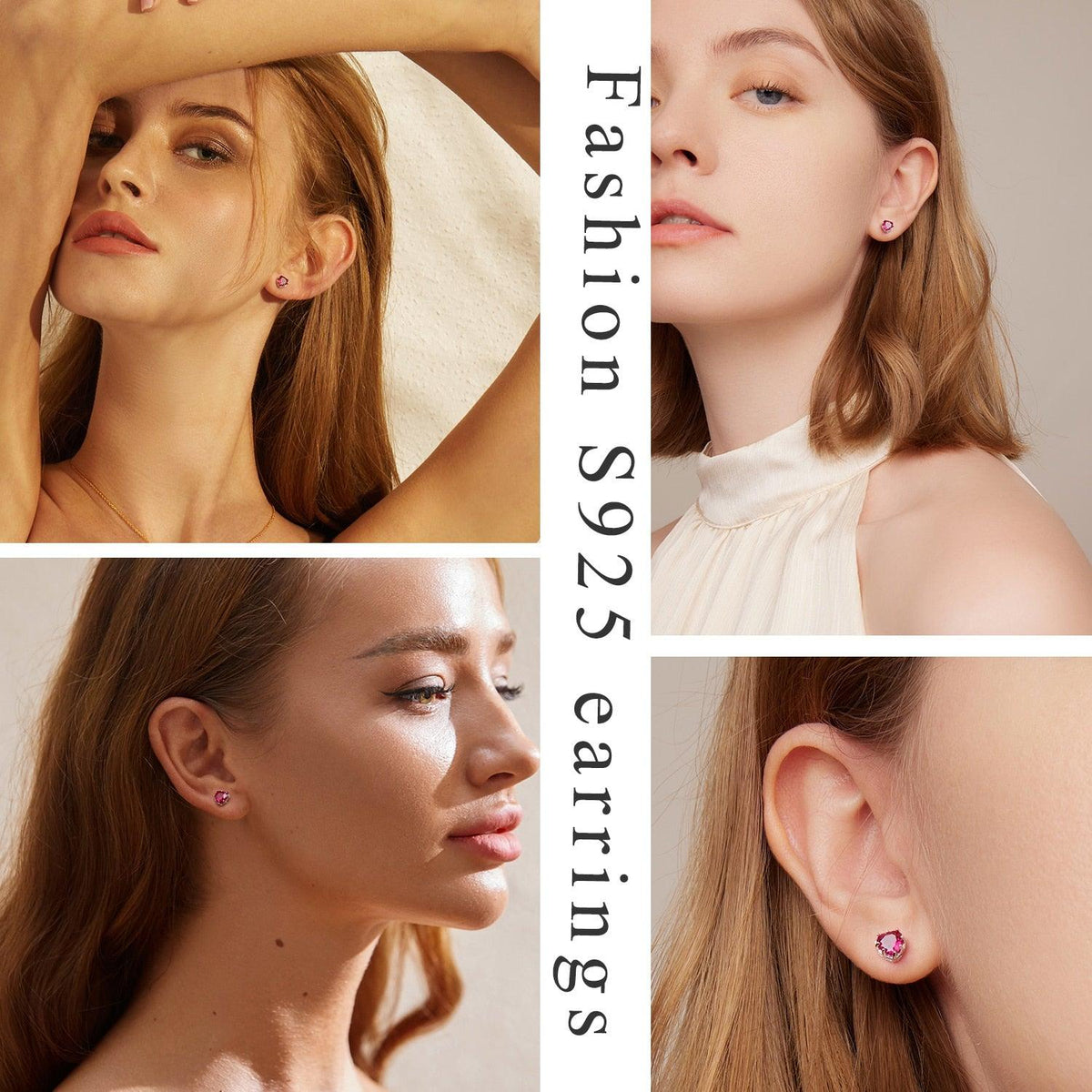 'Birthstone Hearts' CZ and Sterling Silver Stud Earrings - Sterling Silver Earrings - Allora Jade
