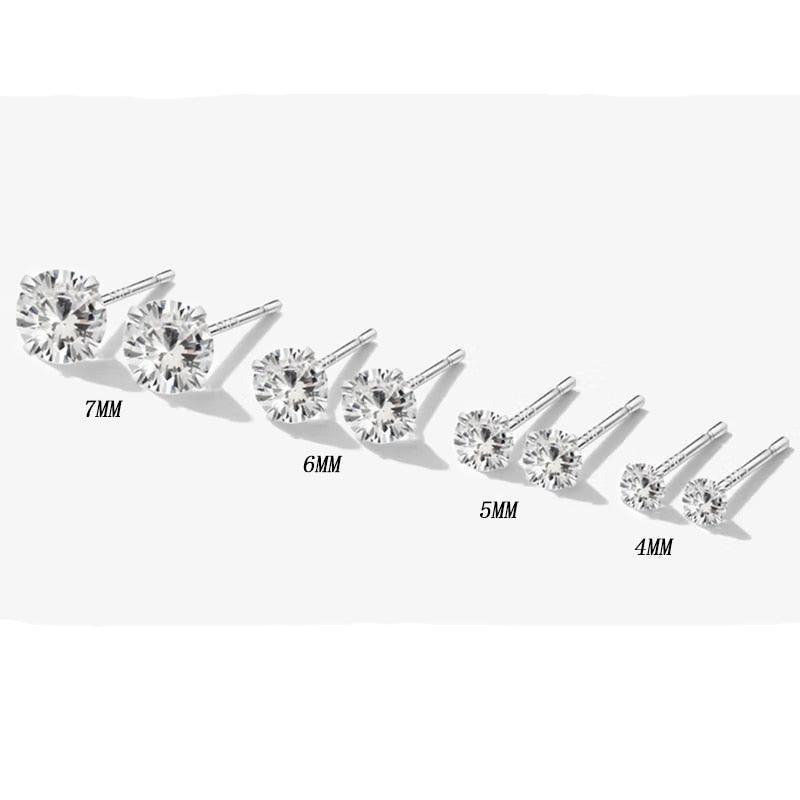 'Round CZ' Cubic Zirconia & Sterling Silver Stud Earrings - Sterling Silver Earrings - Allora Jade