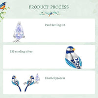 'Blue Bird' Sterling Silver and CZ Stud Earrings - Sterling Silver Earrings - Allora Jade